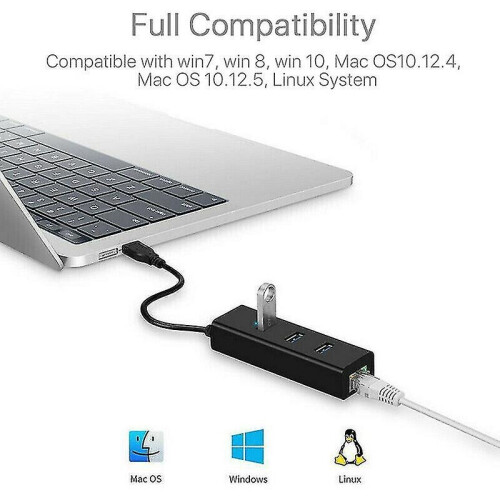 3 Port Usb 3.0 Gigabit Ethernet Multi Hub Splitter Network Adapter 2