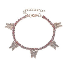 Butterfly Anklet For Women Teen Girls, 18k Gold / White Gold Plated Rhinestone Inlay Chain Tennis An