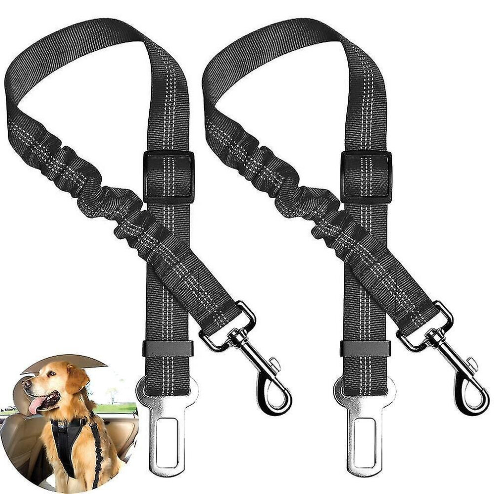 Dog Seat Belt, 2 Packs Adjustable Pet Car Seatbelt Elastic & Durable Dog Car Harness Reflective Nylo