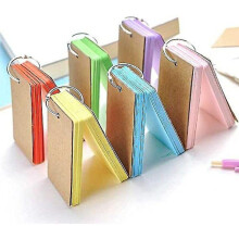 Record Cards Paper Flash Cards With Ring Multicolor Kraft Paper, 6pcs