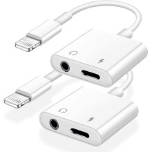 2 Pack Adapter, 2 In 1 Lightning To 3.5mm Charger Splitter