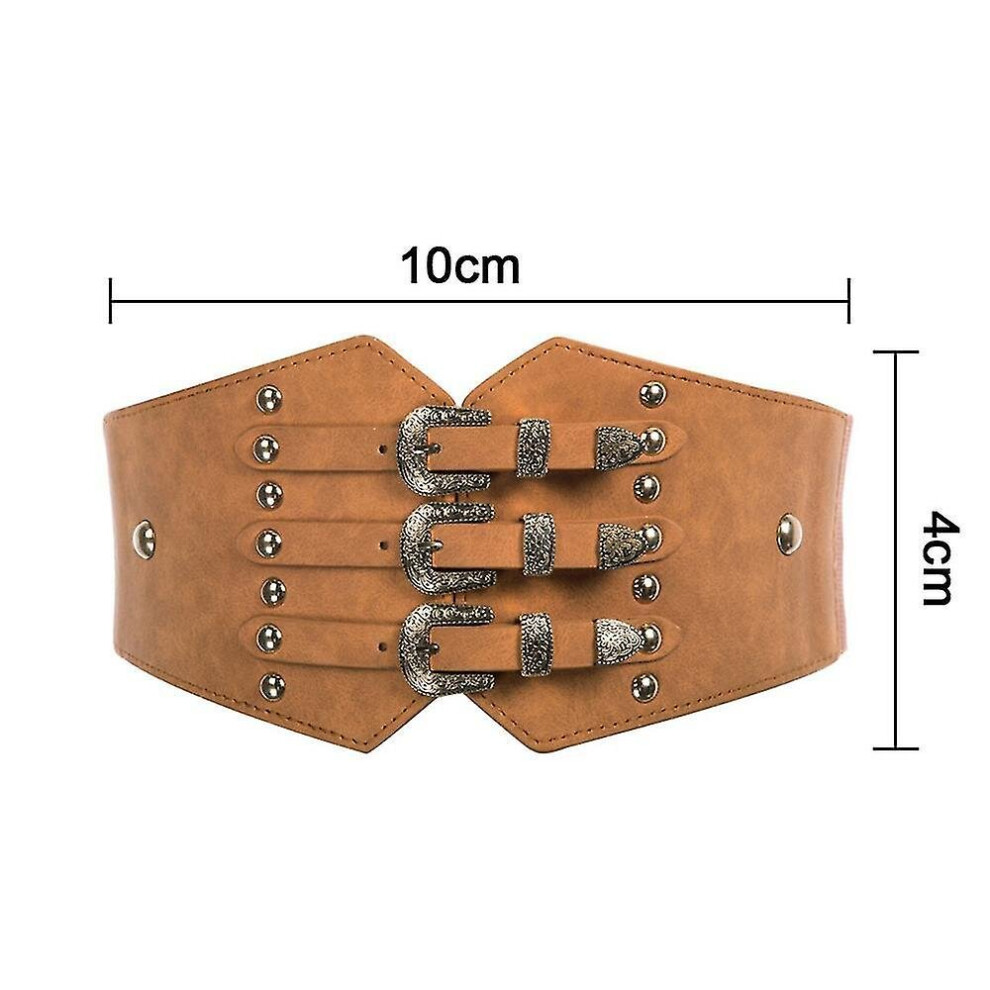 Women Vintage Wide Faux Leather Elastic Stretchy Corset Cinch Belt For Women Fashion Cinch Belts For