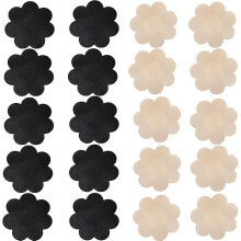 Nippleless Cover, 20 Pairs Self-adhesive Disposable Bra Gel Petals Pad Pasties (beige 10 Pairs + Bla