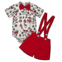 Boys Gentleman Romper, Shirt Suspender Shorts Clothes Set