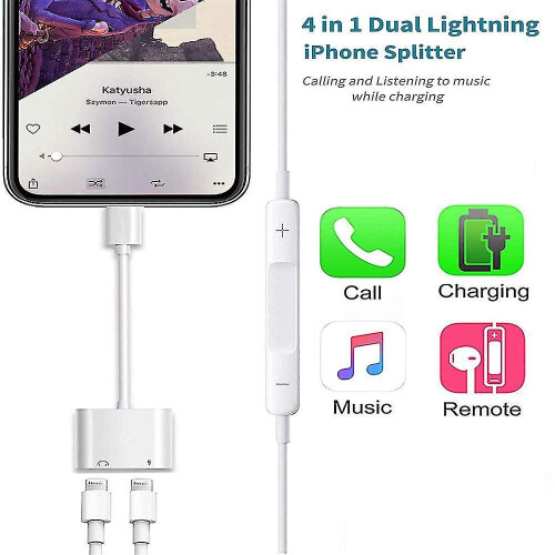Lightning To Dual Lightning Headphones Adapter Converter For Iphone 2