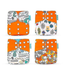 4 Piece Set Of Washable Reusable Eco-friendly Cloth Diaper Fit For 0-2years Old, 3-15kg Baby(Bk10