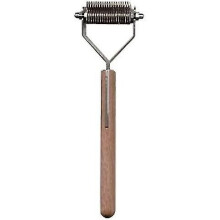 Dematting Undercoat Grooming Rake Stripper Tool For Dogs And Cats, Stainless Steel With Wooden Handl