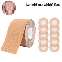 1 Pcs Boobs Tape - Breast Lift Tape And Disposable Round Nipple Cover, Push Up Boob Adhesive Bra