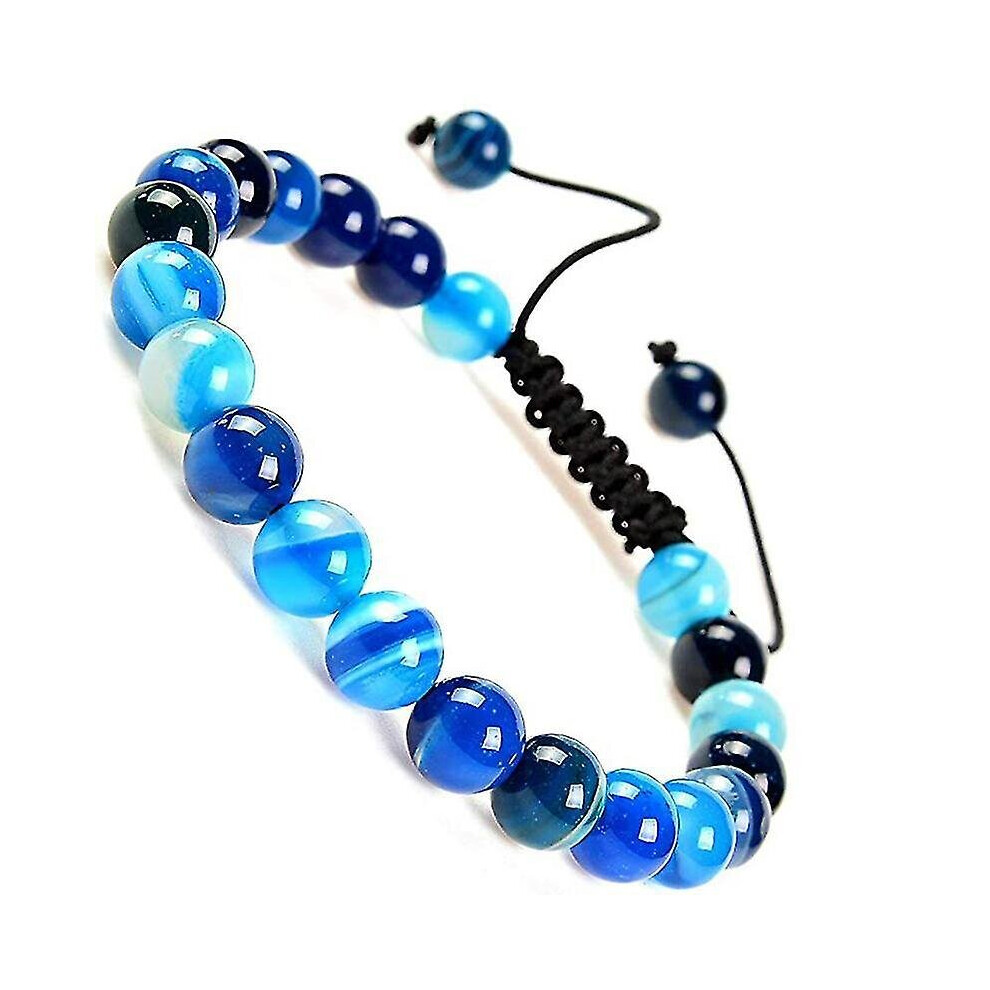 Photos - Bracelet Natural Healing Power Gemstone Crystal Beads Unisex Adjustable Macrame  8mm