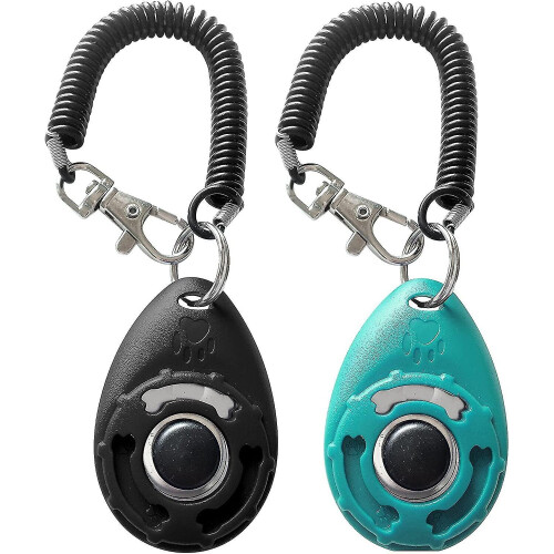 Pet Training Clicker With Wrist Strap, Dog Training Clickers, Black Green