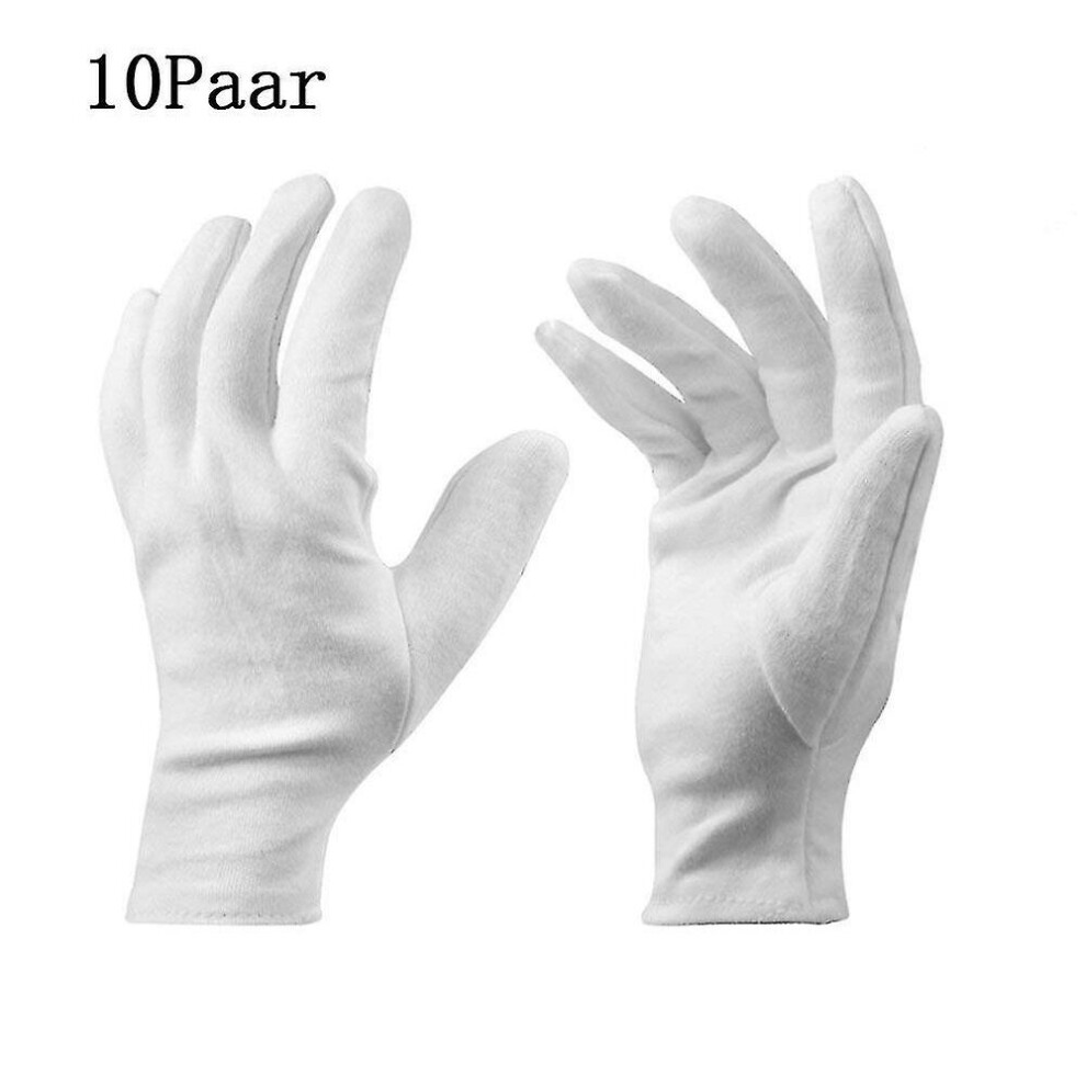 10 Pairs White Cotton Gloves - For Cosmetics And Moisturizers, Suitable For Dry Hands And Eczema, Al-image-OPC-PBZGFDZ-NEW