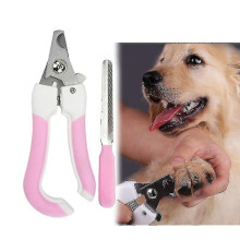 Two-piece Pet Toe Stainless Steel Cat And Dog Nail Clipper Filee, Size:S(Pink)