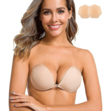 Adhesive Bra Strapless Sticky Invisible Push Up Silicone Bra For Backless Dress With Nipple Covers N