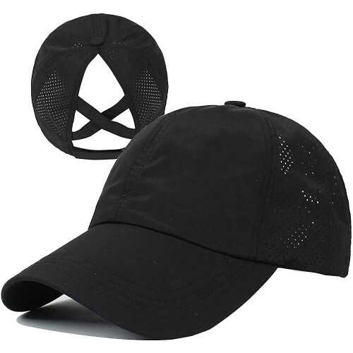 Womens Criss Cross Ponytail Baseball Cap Adjustable