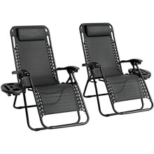 Straame Garden | Zero Gravity Chair | Set of 2 | Heavy Duty Textoline | Outdoor & Garden Sunloungers | Reclining &
