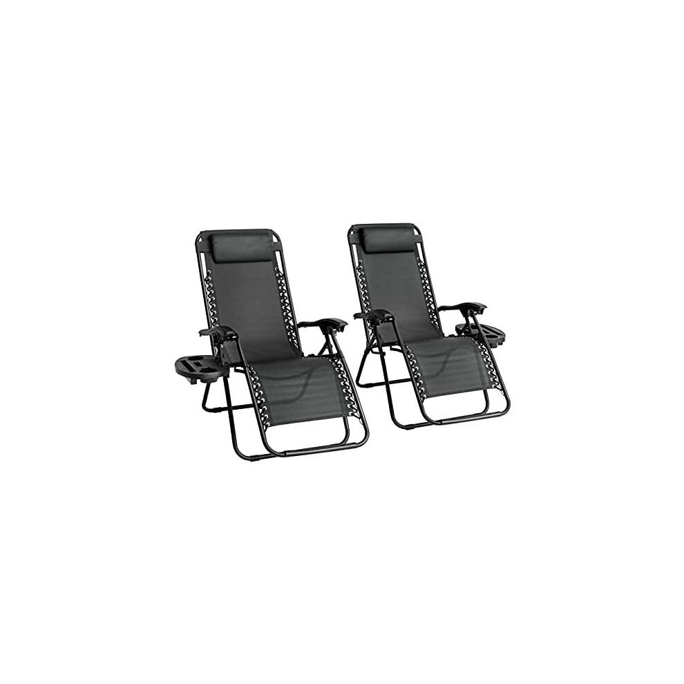 LEEMIOP Straame Garden | Zero Gravity Chair | Set of 2 | Heavy Duty Textoline | Outdoor & Garden Sunloungers | Reclining &