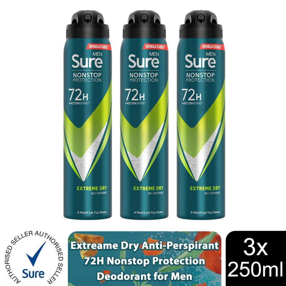Sure Men Nonstop Protection Extreme Dry 72hr Spray 250 ml - Image 3