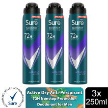 (Active Dry - 3 PK) Sure Men AP Deodorant 72H Nonstop Protection 250ml