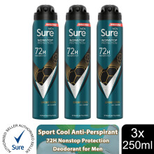 (Sport Cool - 3 PK) Sure Men AP Deodorant 72H Nonstop Protection 250ml