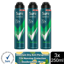 (Quantum Dry - 3 PK) Sure Men AP Deodorant 72H Nonstop Protection 250ml