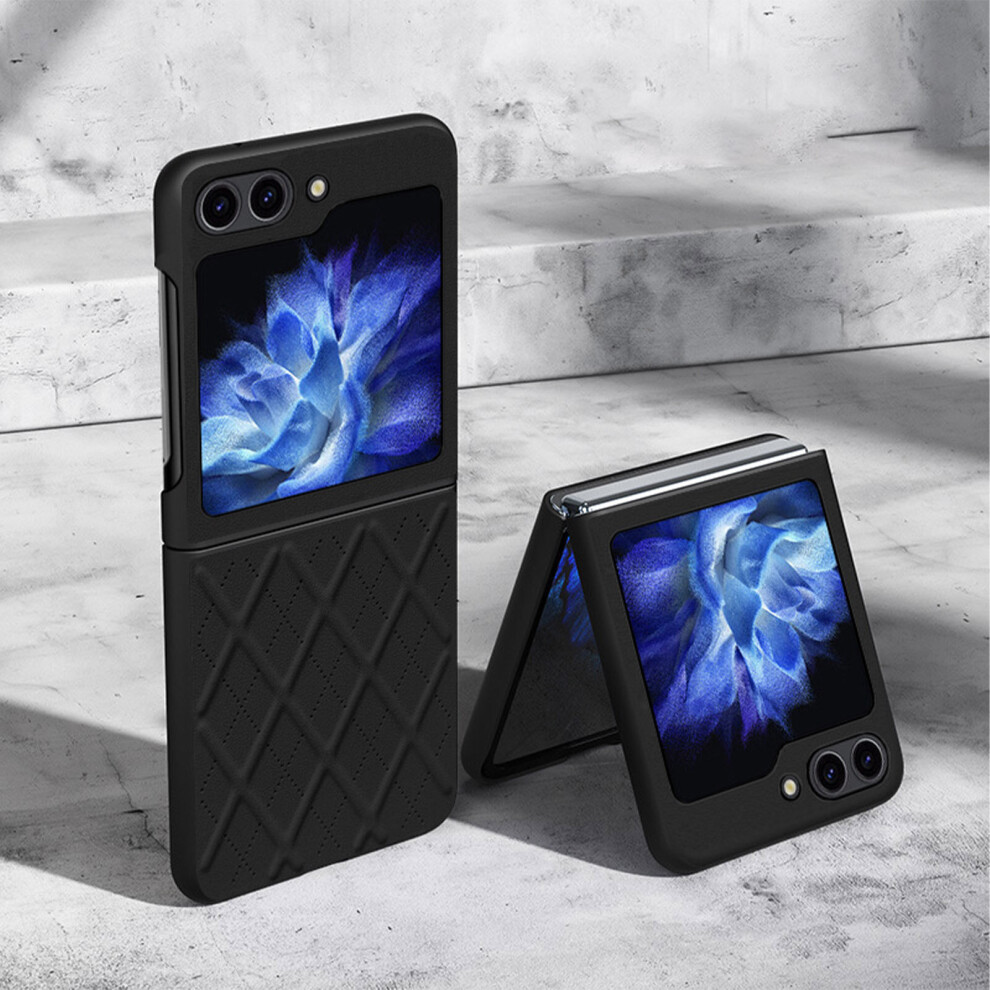 Lisade (Black) For Samsung Galaxy Z Flip 5 5G Case, Galaxy Z Flip 5 Leather Protective Phone Case Cover For Samsung Galaxy Z Flip 5 5G 2023 Black