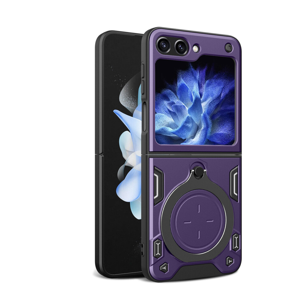 (purple) Magnetic Case for Z Flip 5 Case with Kickstand, Compatible with Magsafe Screen&Camera Protect Shockproof Z Flip 5 Magnetic Case