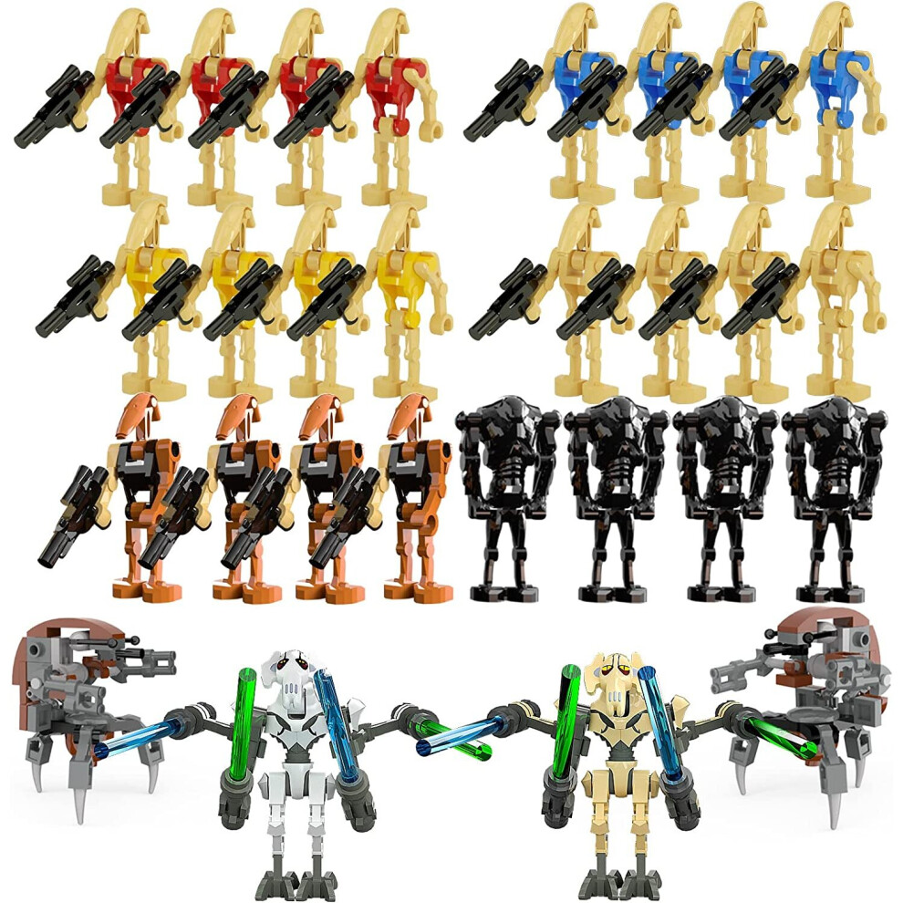 (28-Piece Pack A) Battle Soldiers and Droids with Weapons Set, Building Blocks Action Figures Toy, Boys Kids Gift