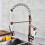Full Copper Rose Gold Multi-Function Spring Dish Faucet High-Grade Hot and Cold Single Hole 360?Rotating Pull Kitchen Faucet 3