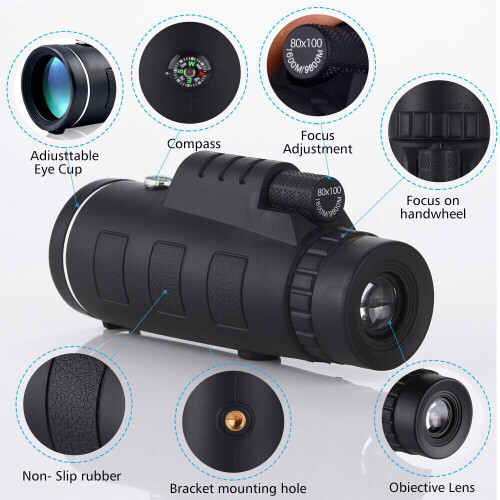 Handheld Hunting Camping Telescope Monocular HD Day Night Vision Optical 2