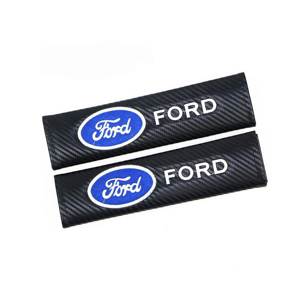 Newjass 2Pcs Ford Car Seat Belt Cover Safety Shoulder Strap Cushion Pad Carbon