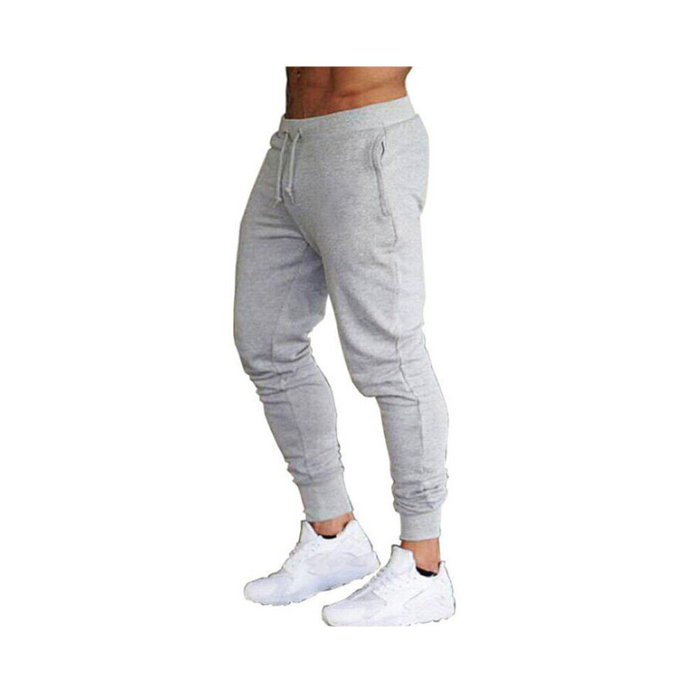 (Light Gray, L) Women Joggers Men Trousers Jogging Gym Pants Lounge Wear Bottoms Tracksuit