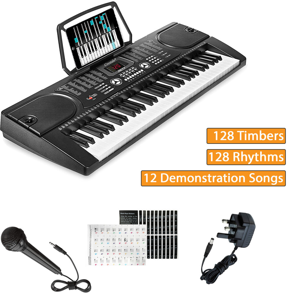 (61 KEYS 128 TIMBERS) 61 Keys Electronic Keyboard Digital Music Piano Instrument & Microphone