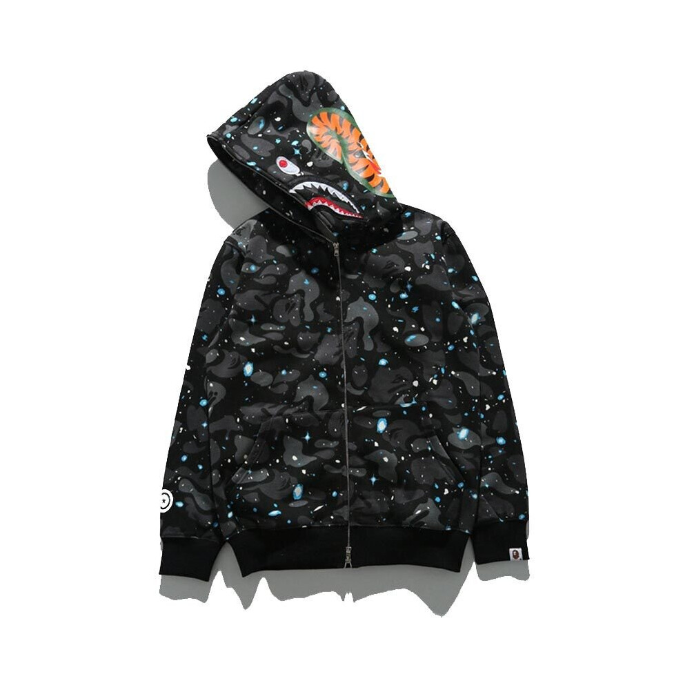 (Starry Camo, M) A Bathing Ape Camouflage Coat Shark Head Full Zip Jacket Sweatshirt Hoodie 