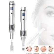 Irich Microneedling Pen Pro Kit with 20 Cartridges - Adjustable Needle Length, 6 Speed, Wireless Rechargeable Dermapen for At-Home Skin Care