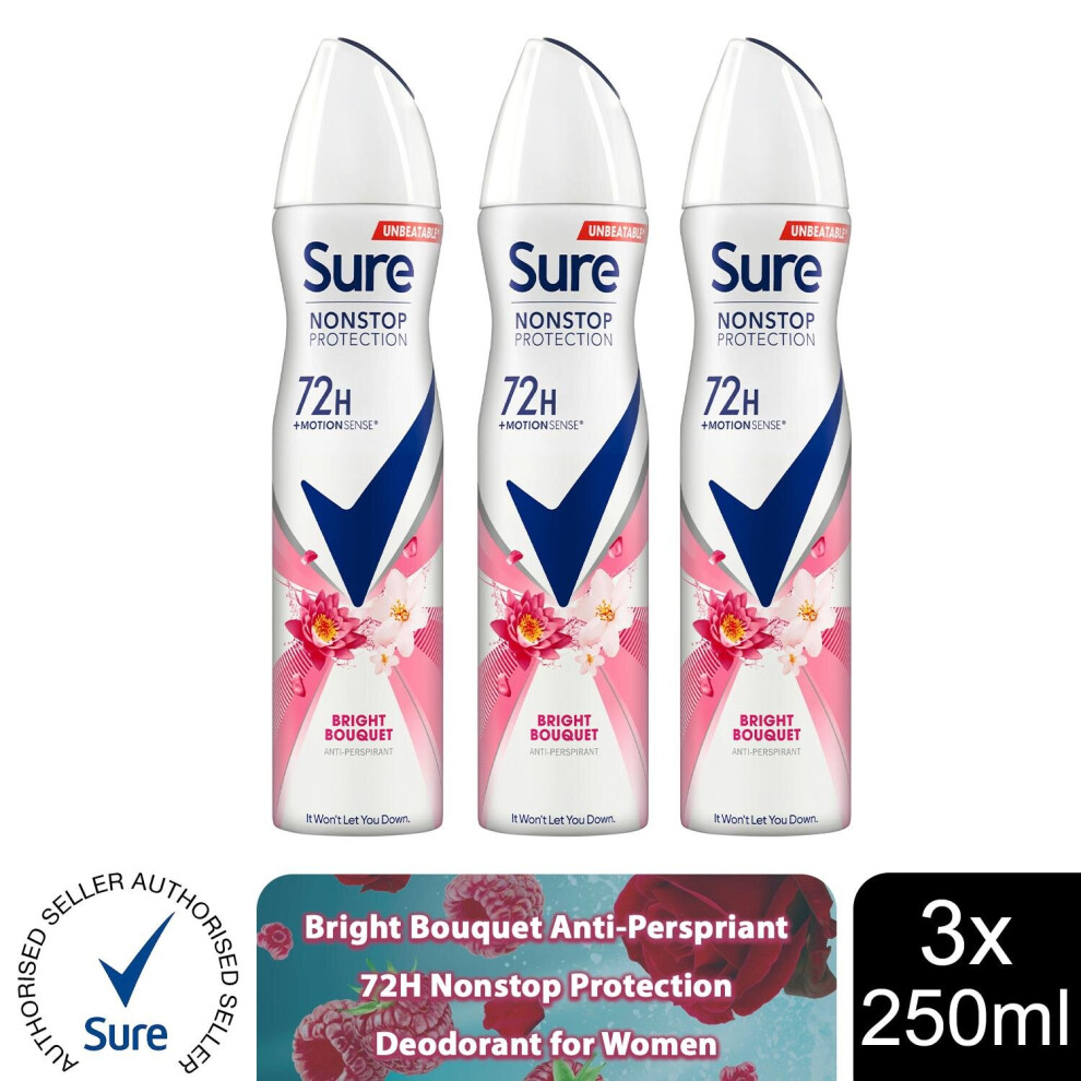 (Bright Bouquet-3PK) Sure Women 72H Nonstop Protection Deodorant