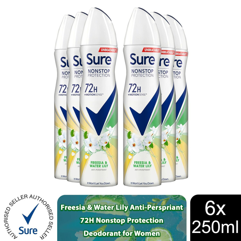 (Freesia & Water Lily-6PK) Sure Women 72H Nonstop Protection Deodorant