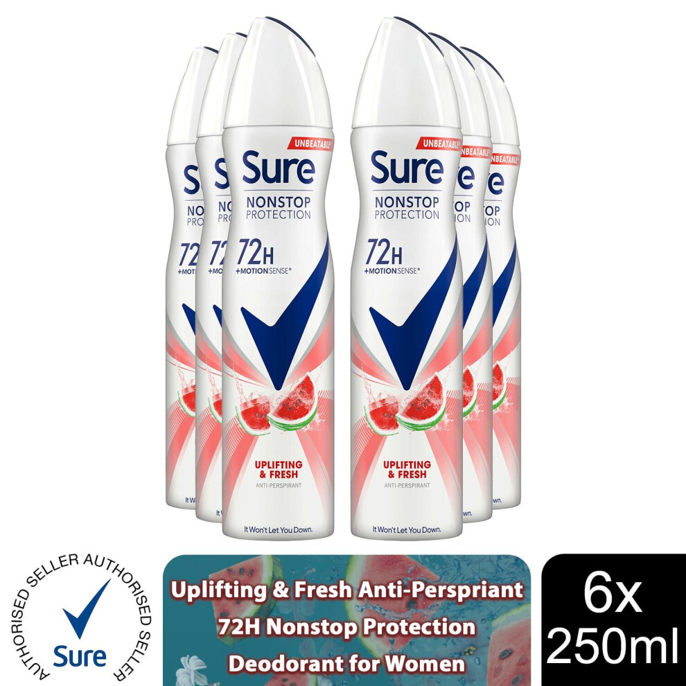 (Uplift&Fresh-6PK) Sure Women 72H Nonstop Protection Deodorant