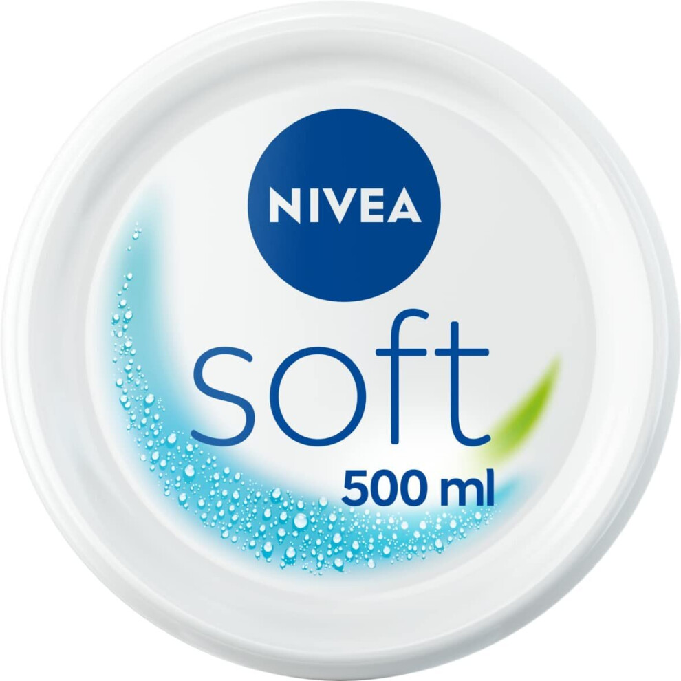 Nivea Cream Soft Moisturising 500Ml - All-In-One Face, Body & Hands Moisturiser With Vitamin E & Jojoba Oil