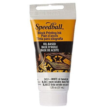 Speedball 3453 Ölbasierte Blockdruckfarbe für professionelle, dauerhafte Drucke AP-zertifiziert 1,25 FL OZ, Weiß