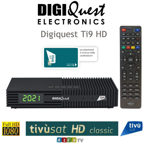 Digiquest Ti9 Classic Tivusat HD Decoder with Pre Activated Tivusat Card Italy