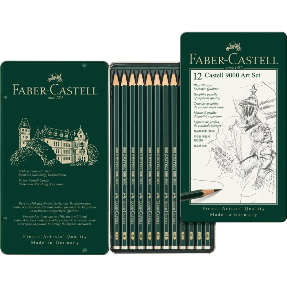 Faber-Castell 9000 Art Set Graphite Pencils in Tin (12pk)