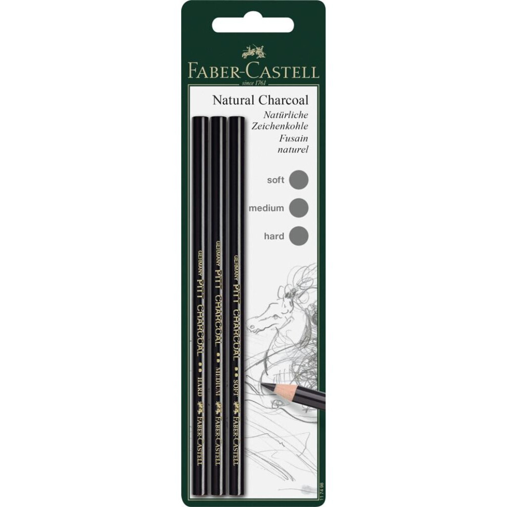 Faber-Castell PITT Natural Charcoal Pencils (3pk)-image-OPC-PBZNWSP-NEW