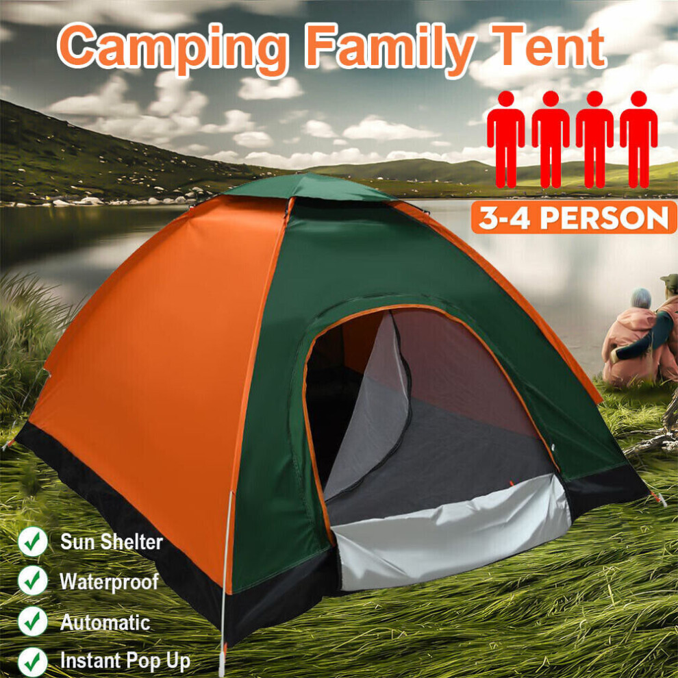 3-4 Man Automatic Instant Pop Up Camping Tent Outdoor Hiking Shelter