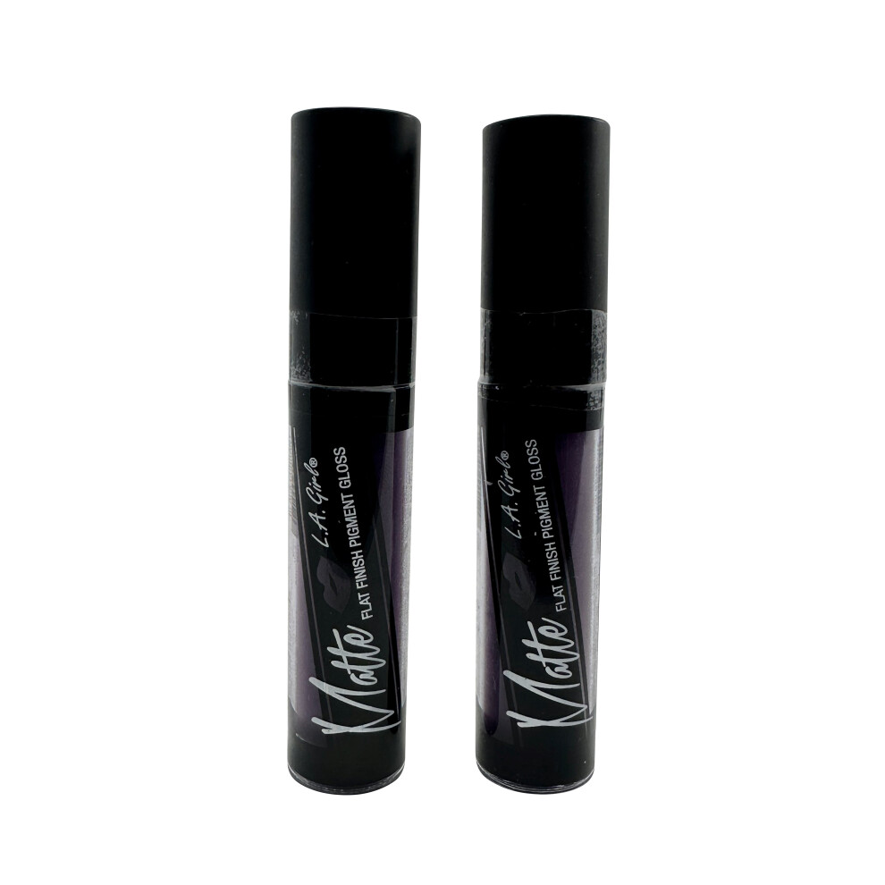 L.A. Girl Matte Flat Finish Pigment Gloss GLG846 Black Currant 0.17 OZ Set of 2