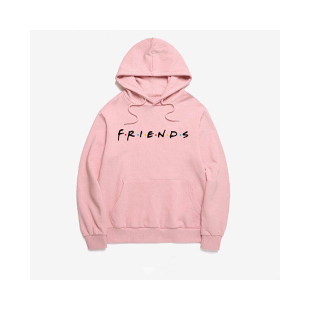 (Pink, L) Friends Women Print Hoodie Loose Top Ladies Pullover Jumper Hooded Sweatshirt