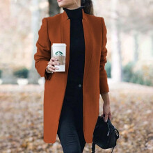 (Caramel, M) Fashion Womens Overcoat Trench Coat Ladies Solid Color Winter Warm Long Jacket