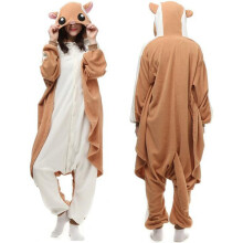 (Khaki Flying Squirrel, L) Unisex Lion Cosplay Costume Adult Onesie Jumpsuit Lounge Wear Kigurumi Pyjamas
