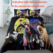 (Yellow, EU-Single(2pcs):135×200cm) The 23pcs Nightmare Before Christmas Bedding Set Cartoon Duvet Cover Pillowcase