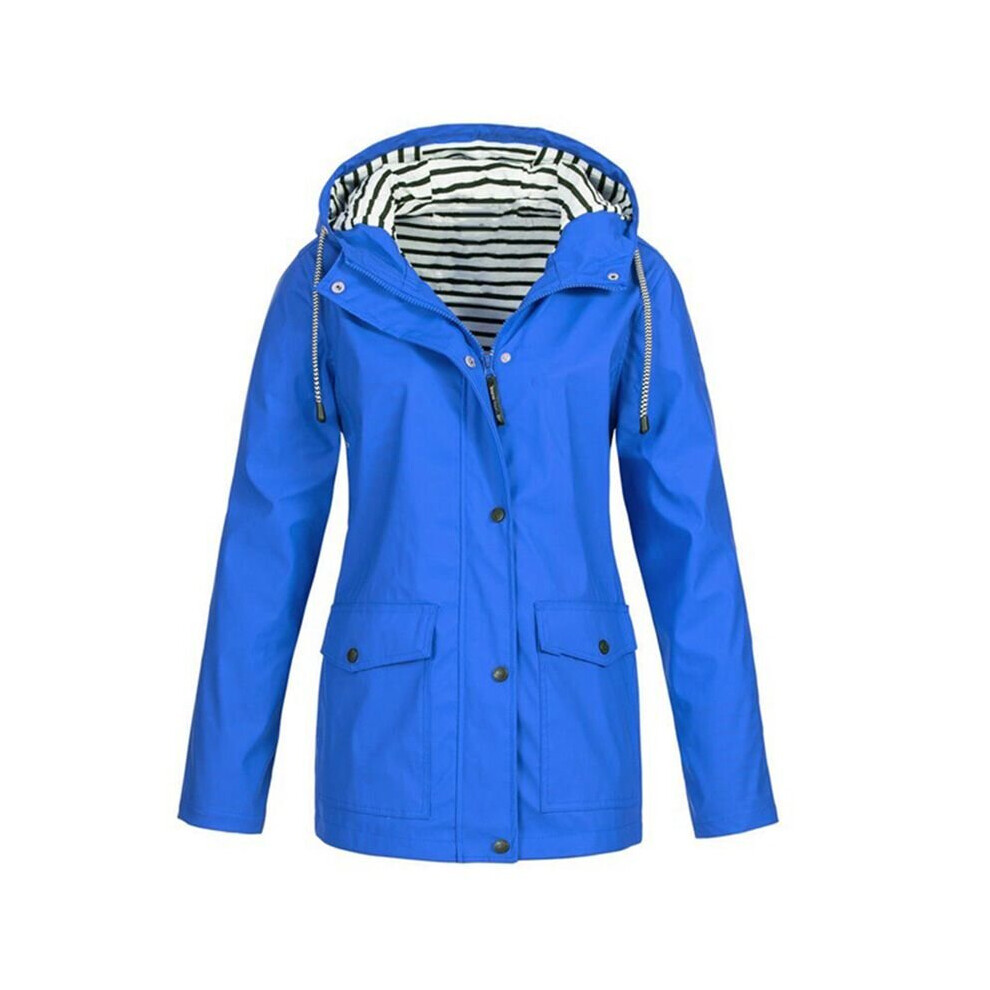(Blue, 2XL) Waterproof Raincoat Womens Ladies Outdoor Wind Rain Forest Jacket Rainy Coat