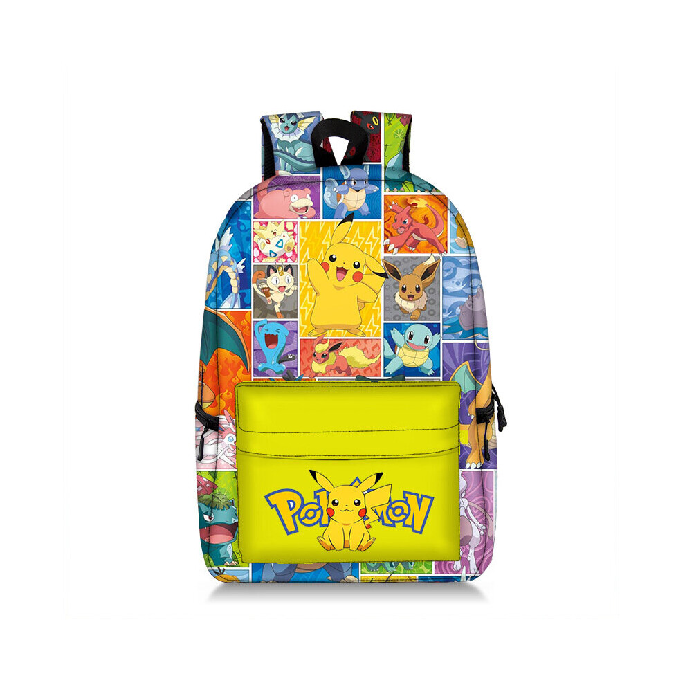 (Pok 03) Pikachu Kids Teen Backpack For Cartoon Pokemon Schoolbag Large Capacity Shoulder Bag